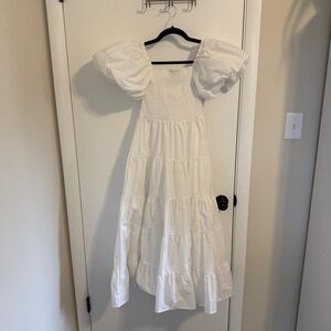 Elegant White Petal & Pup Dress